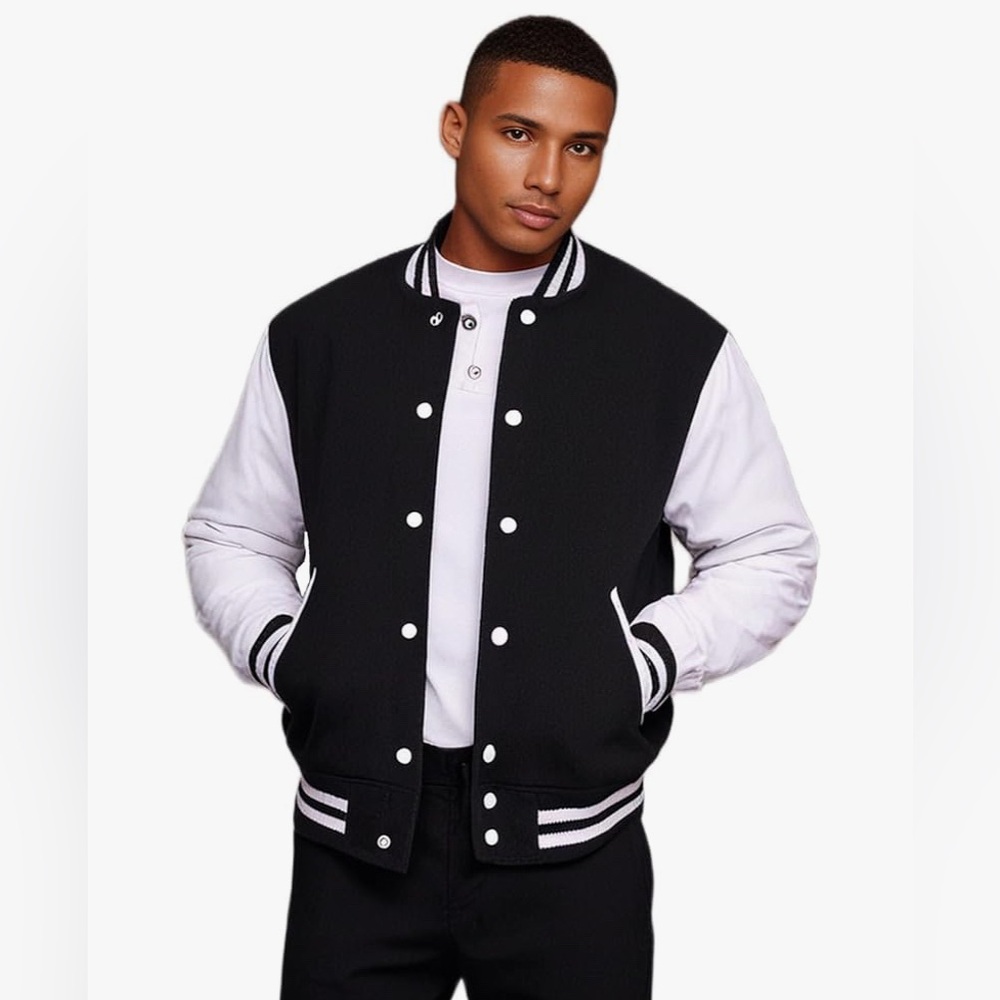 Men's Varsity Jacket Genuine Leather Sleeve and Wool Blend Letterman jacketet